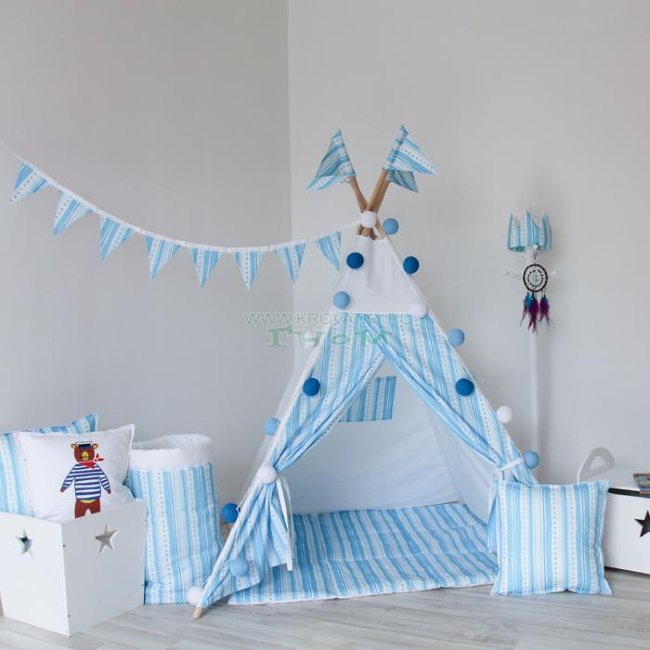Гирлянда из 8 флажков Blue Stripes, Арт. vv050108