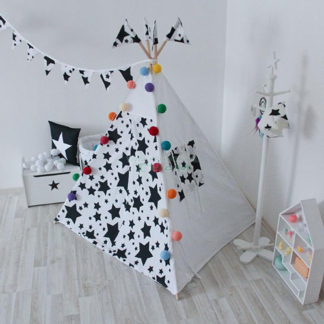 Большой вигвам Black Stars с окном и карманом, Арт. vv011040