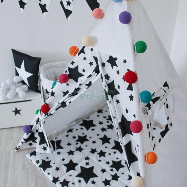 Большой вигвам Black Stars с окном и карманом, Арт. vv011040